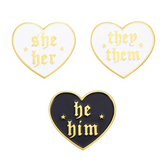 He / Him Pronouns Heart Enamel Pin